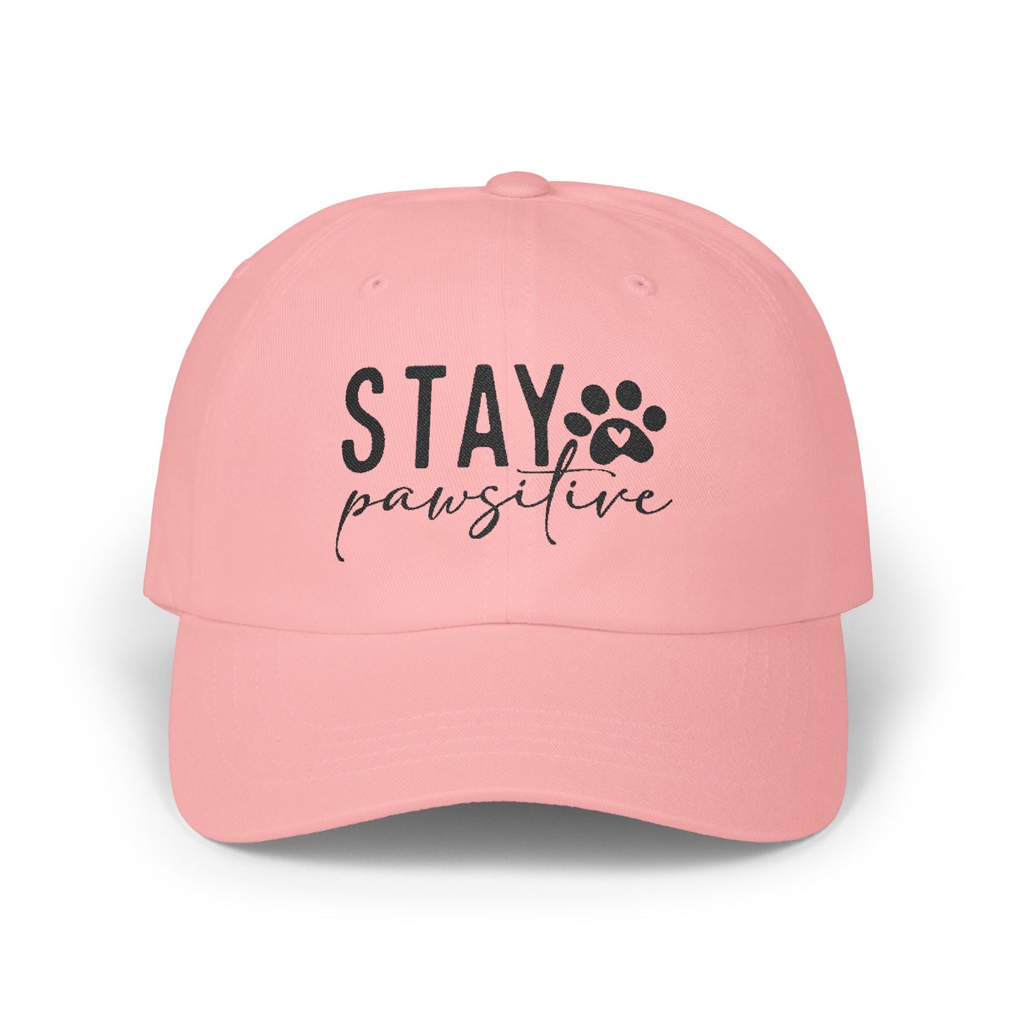 Stay Pawsitive Embroidered Dad Cap - Inspirational Pet Lover Baseball Hat