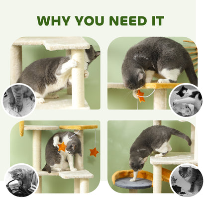 Cat Tree Moon and Star Theme - 63" Tall Condo Hammock Bed