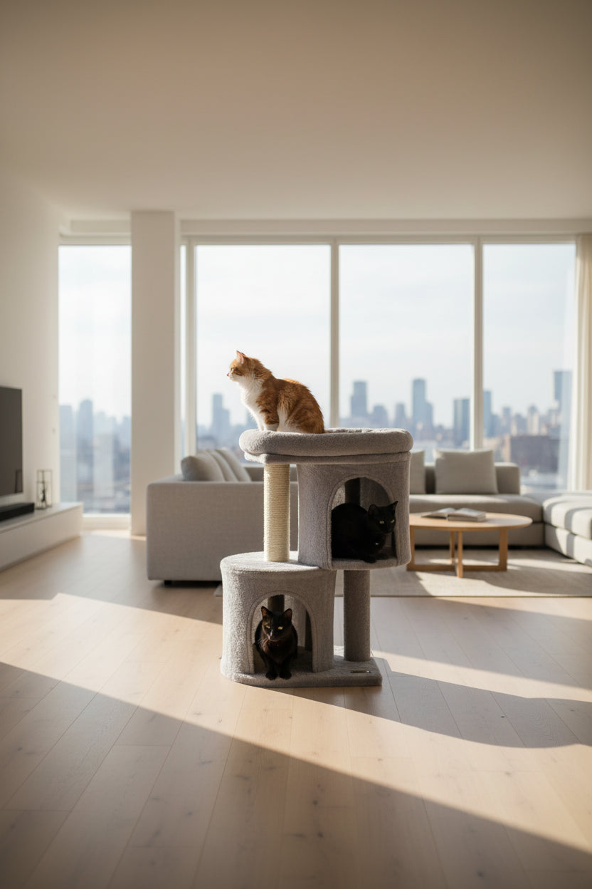 Compact Cat Tree -  2 Condos & Sisal Scratching Posts