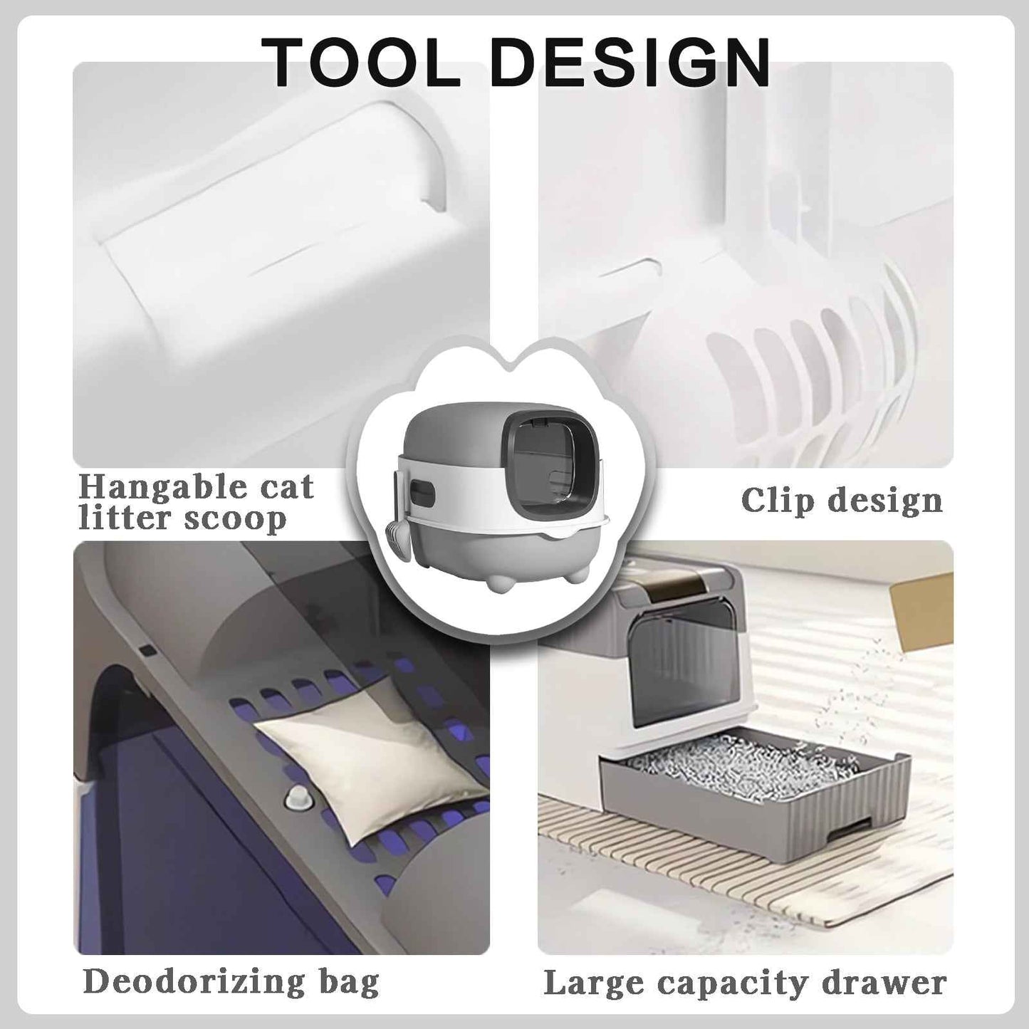 Fully Enclosed Cat Litter Box - Sterilization Odor Lock