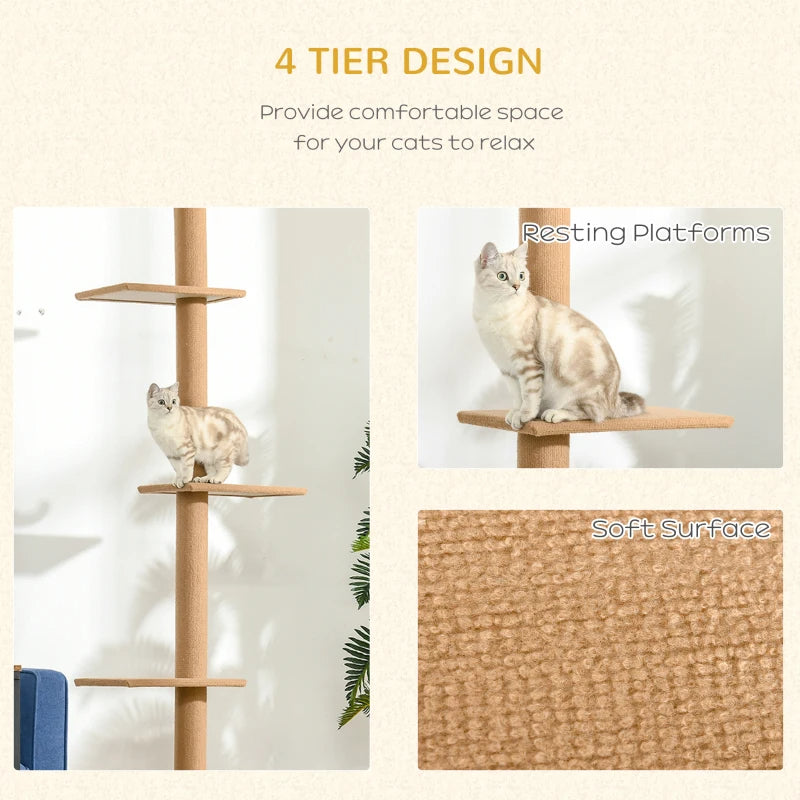 Cat Tree - Floor to Ceiling 8.5 Ft Climbing Tower - Purrfect Pet Haven