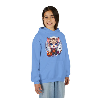 Adorable Cat Halloween Hoodie - Youth Spooky Season Sweatshirt