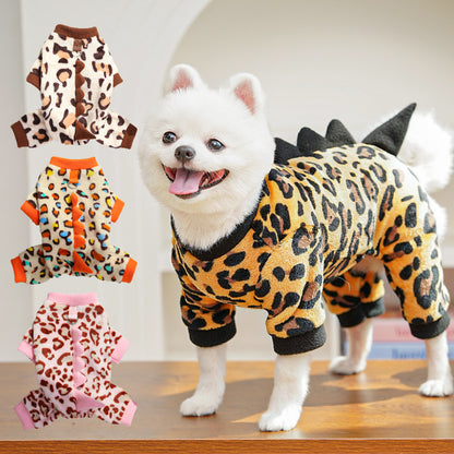 Dino Roar Fleece - Leopard Print Dog Hoodie