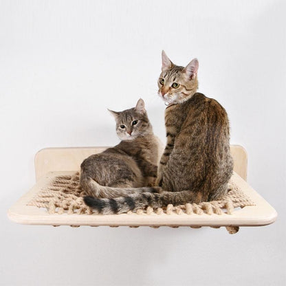Wall-Mounted Cat Suspension Bridge - Solid Pine Wood Climbing Furniture