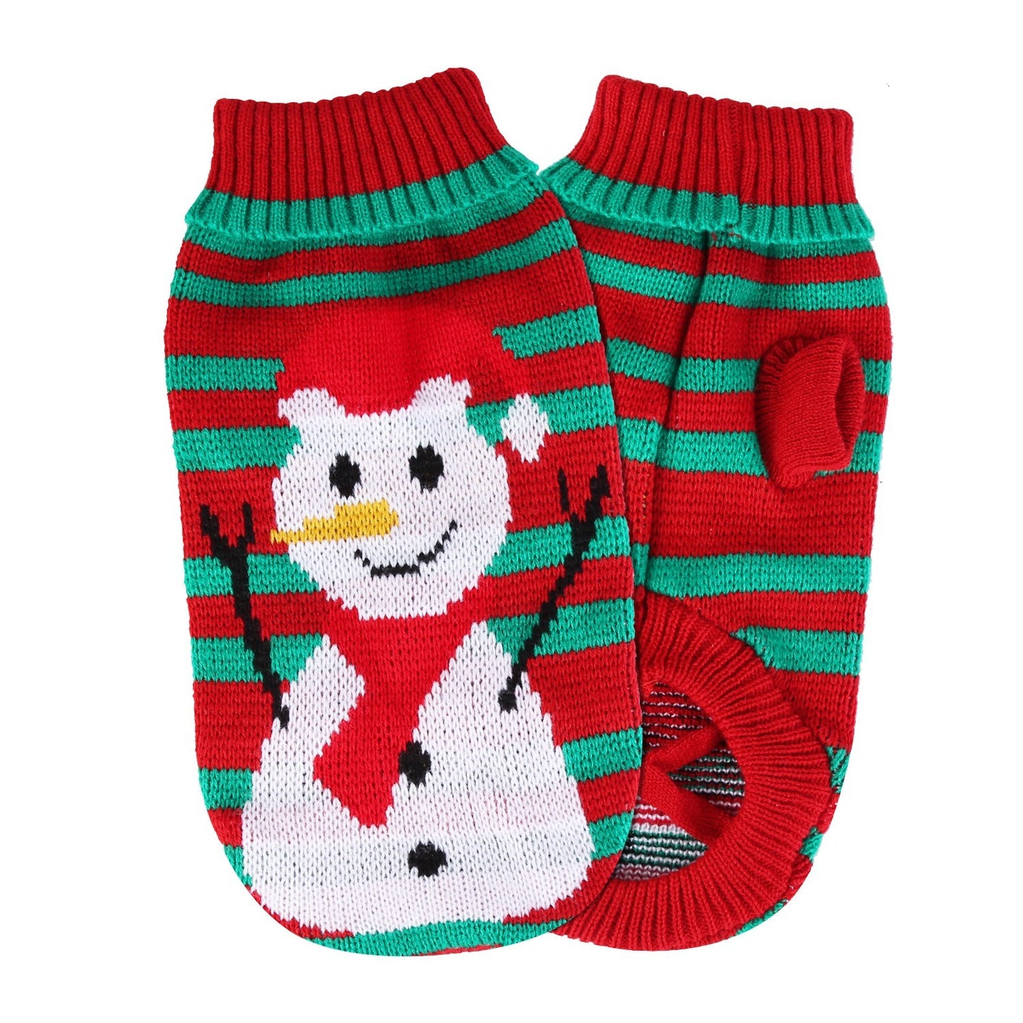 Christmas Pet Turtleneck Sweater - Snowman & Stripe Holiday Patterns