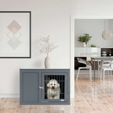 Dog Crate End Table Furniture - Metal Double Door Cage For Small Medium Dogs