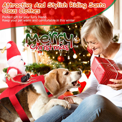 Christmas Santa Pet Outfit - Riding Style Holiday Coat with Bell