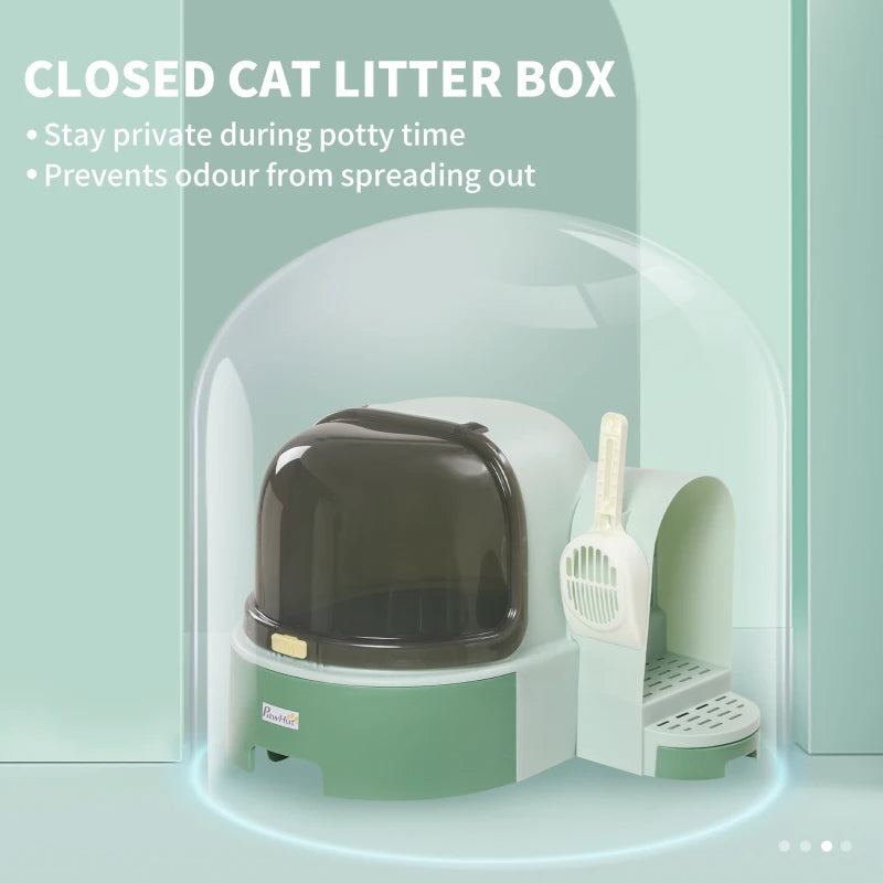 Cat Litter Box - Enclosed Space Capsule with Scoop - Purrfect Pet Haven