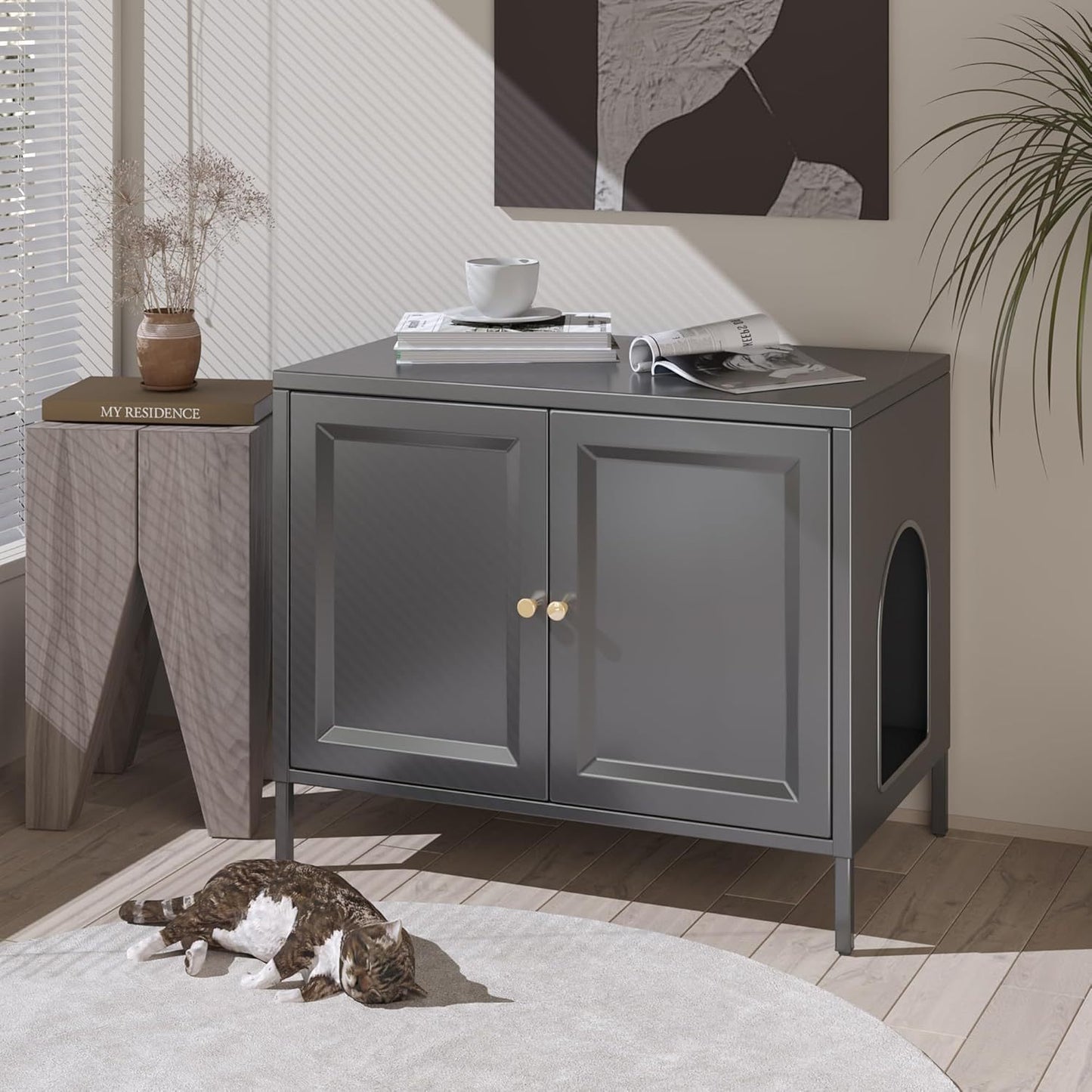 Hidden Barn Cabinet - Metal Cat Litter Box Enclosure - Purrfect Pet Haven