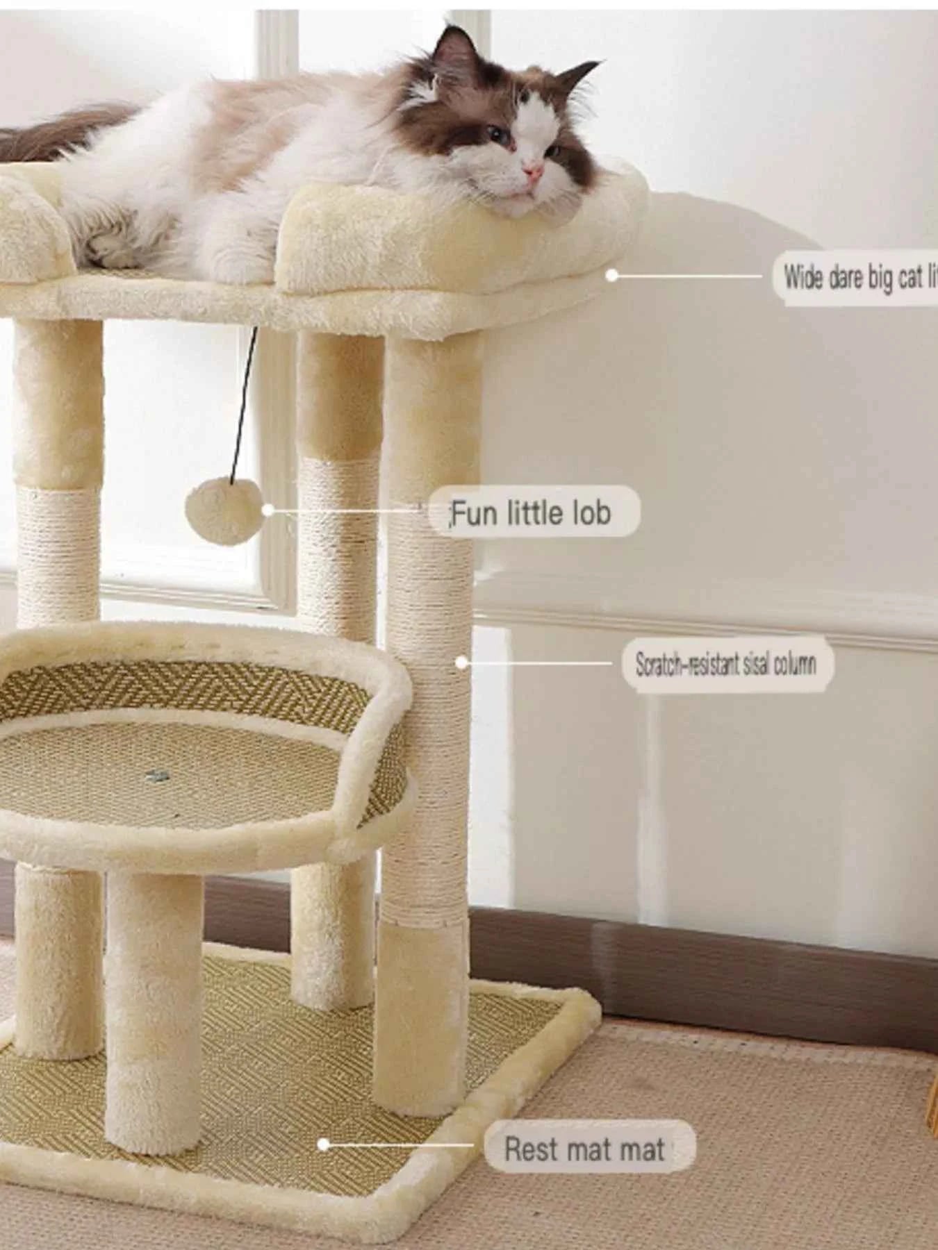 Plush Cat Tree Condo - Multi-Level Scratching Posts