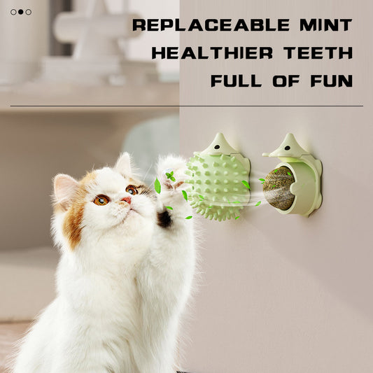 Wall-Mounted Cat Self-Groomer - Corner Massage Brush & Face Scratcher