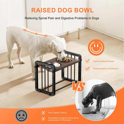 H-shaped Iron Frame 3 Height Elevated Dog Bowl