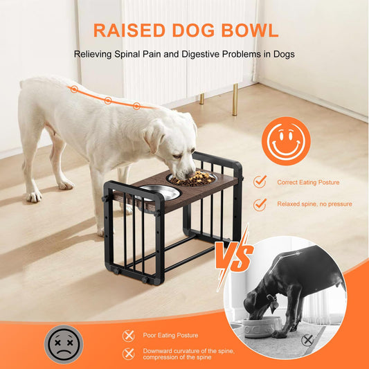 H-shaped Iron Frame 3 Height Elevated Dog Bowl