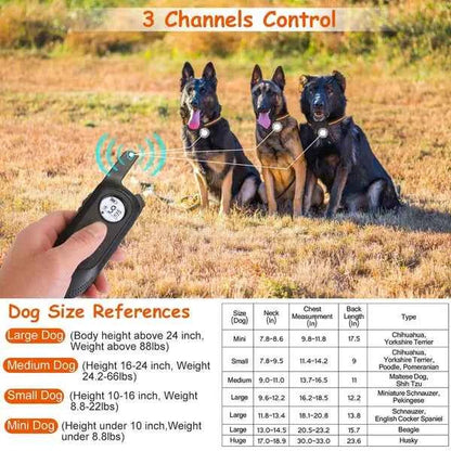 984FT Dog Training Collar IP65 Waterproof Pet Beep Vibration Electric Shock Collar 3 Channels Rechargeable Transmitter Receiver Trainer With Recording Safety Keypad Lock