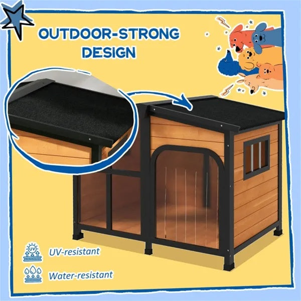 Weatherproof Cabin - Outdoor Wooden Dog House - Purrfect Pet Haven
