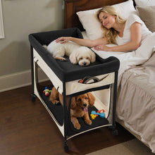 Elevated Lounge Pet Bed Foldable Bunk Dog Bed With Wheels & Side Bags L