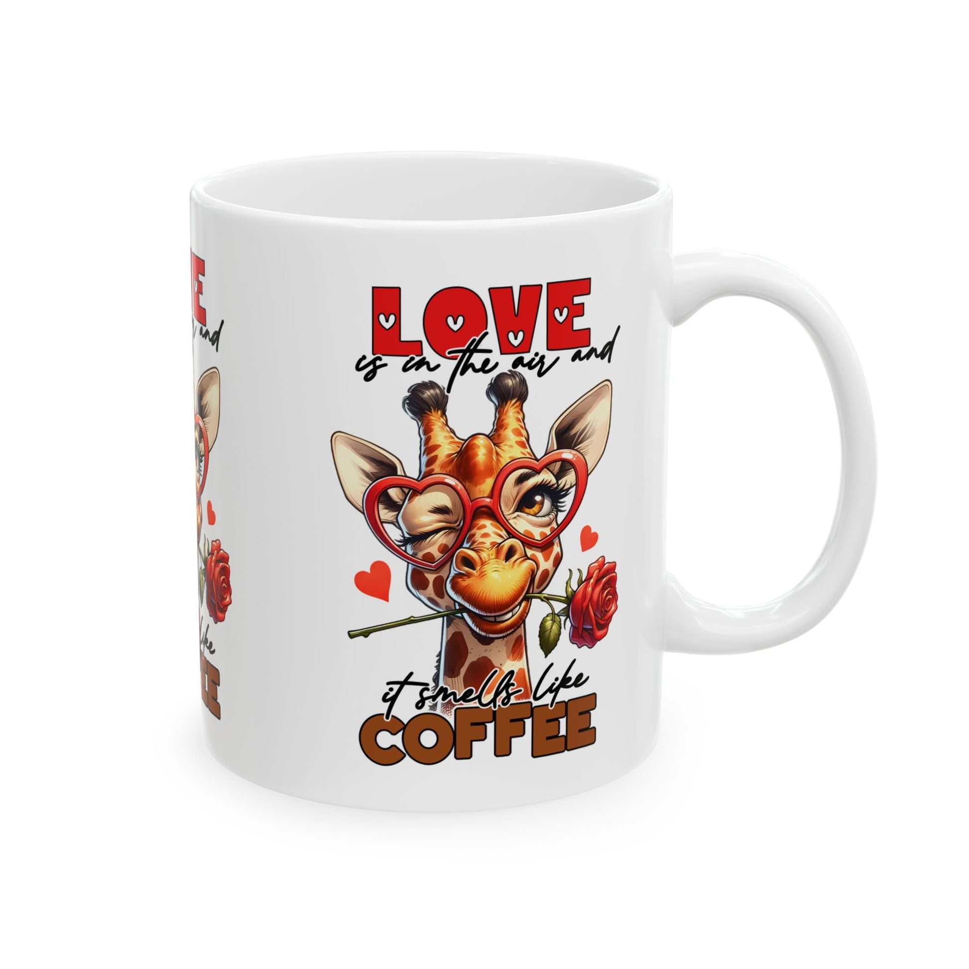 Love & Coffee Ceramic Mug - Cute Giraffe Design, 11oz/15oz | Purrfect Pet Haven