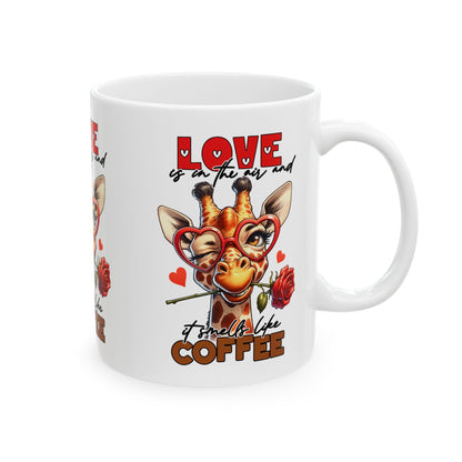 Love & Coffee Ceramic Mug - Cute Giraffe Design, 11oz/15oz | Purrfect Pet Haven