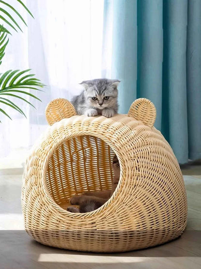 Rattan Pet Nest - Cute Pet Shaped Bed