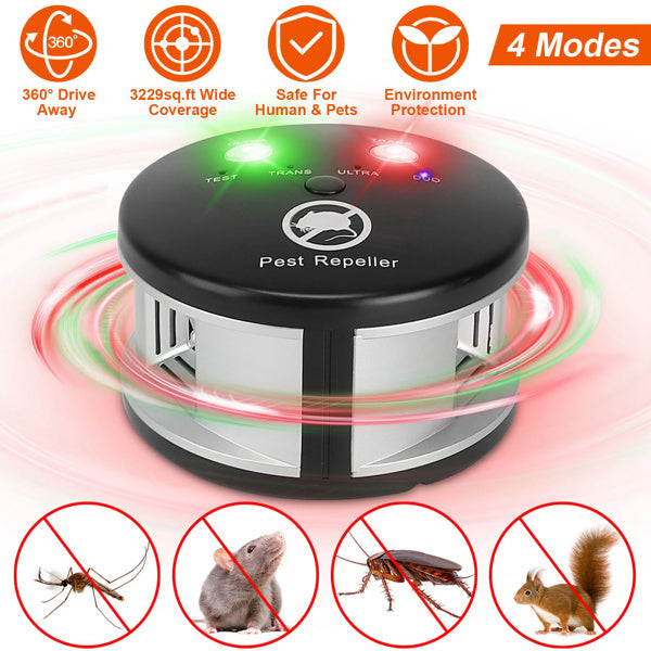 Ultrasonic Pest Repellent - 4 Modes for 3229 Sq Ft