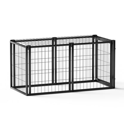 Black Iron 48 Inch Wide Front or Side Door Access Indoor Dog Cage