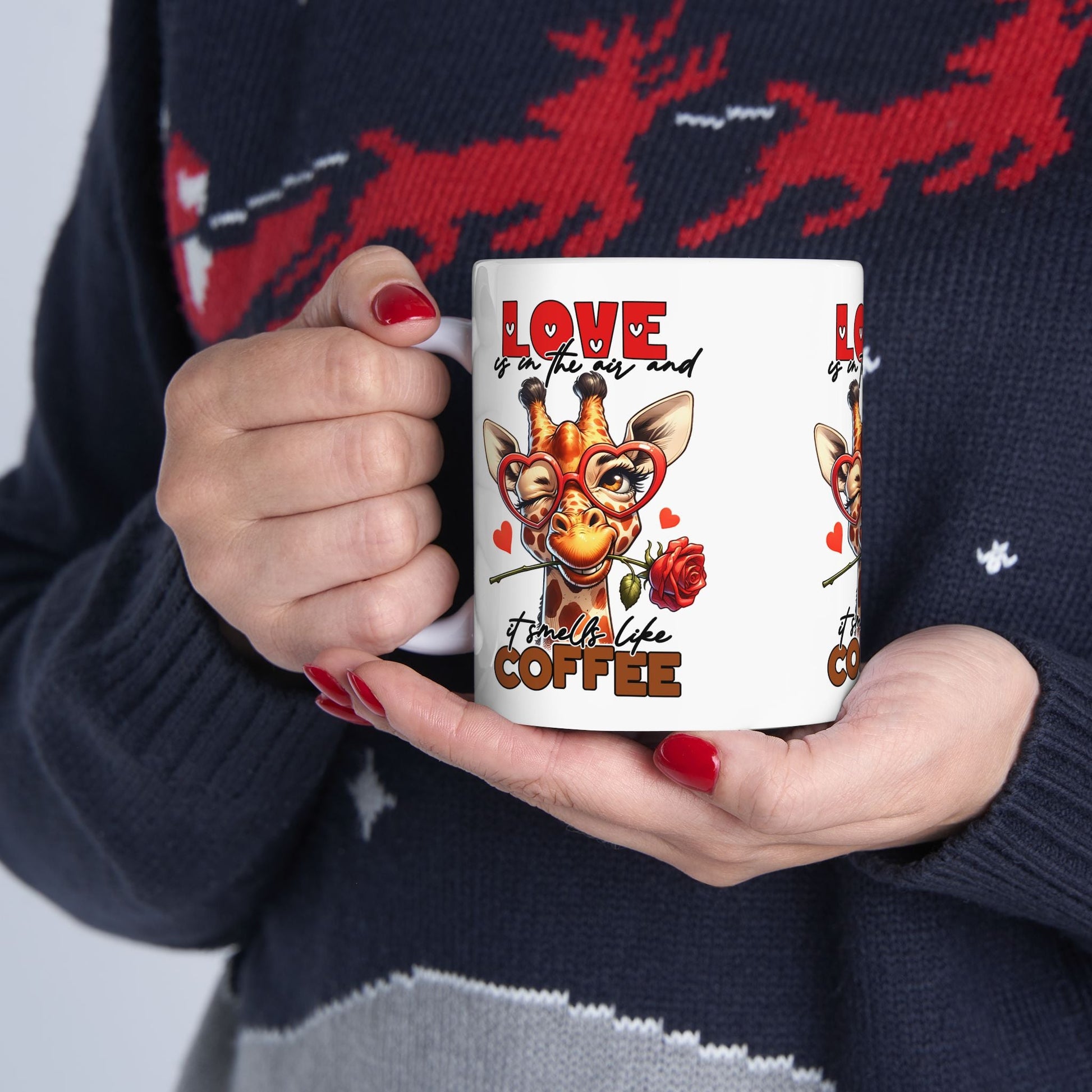 Love & Coffee Ceramic Mug - Cute Giraffe Design, 11oz/15oz | Purrfect Pet Haven