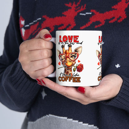 Love & Coffee Ceramic Mug - Cute Giraffe Design, 11oz/15oz | Purrfect Pet Haven