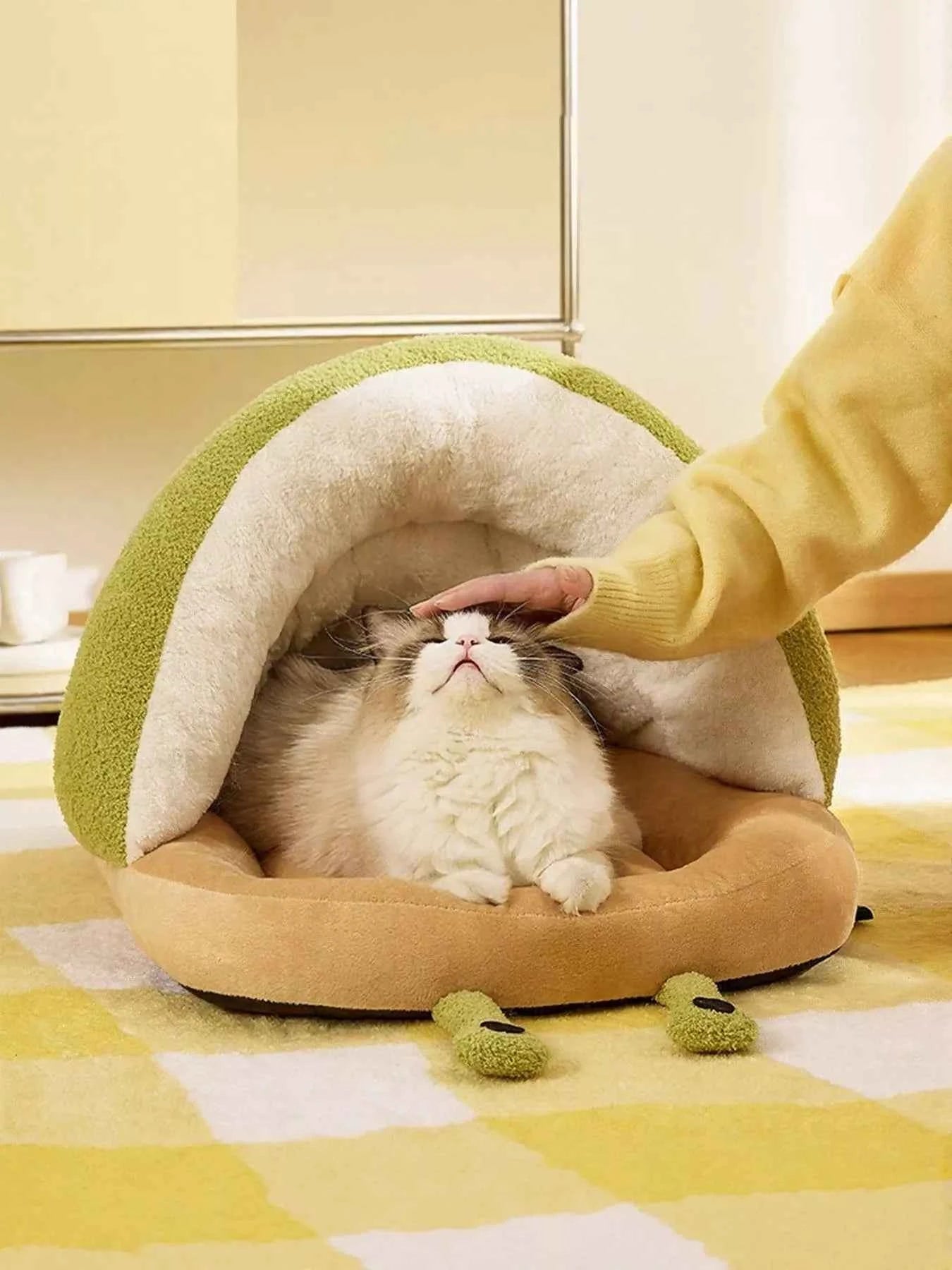 Cozy Caterpillar Shape Pet Nest with Plush Interior