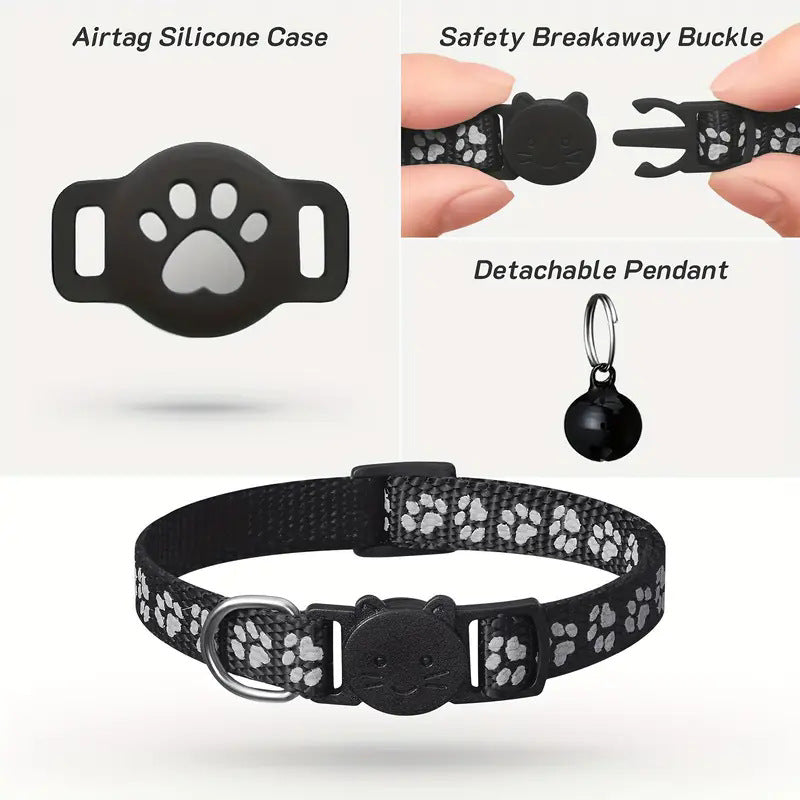 Paw Prints Tracker - Cat Collar with AirTag Holder - Purrfect Pet Haven