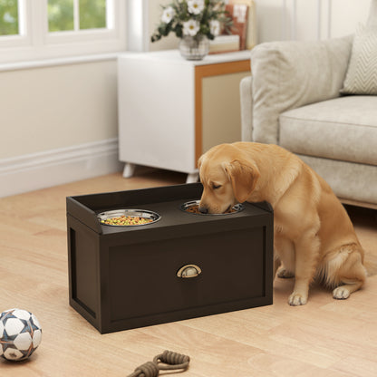Elevated Dog Bowls - Pet Feeding Station with Storage