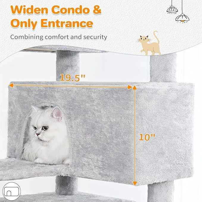 56-Inch Cat Tree Tower - Multi-Level with 2 Condos & Toys - Purrfect Pet Haven