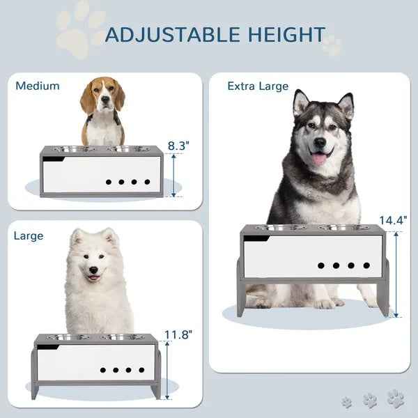 Elevated Dog Bowls - 3 Height Adjustable with Slow Feeder - Purrfect Pet Haven