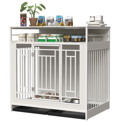 Large 43.3 Inch Wooden Dog Kennel Furniture with Divider