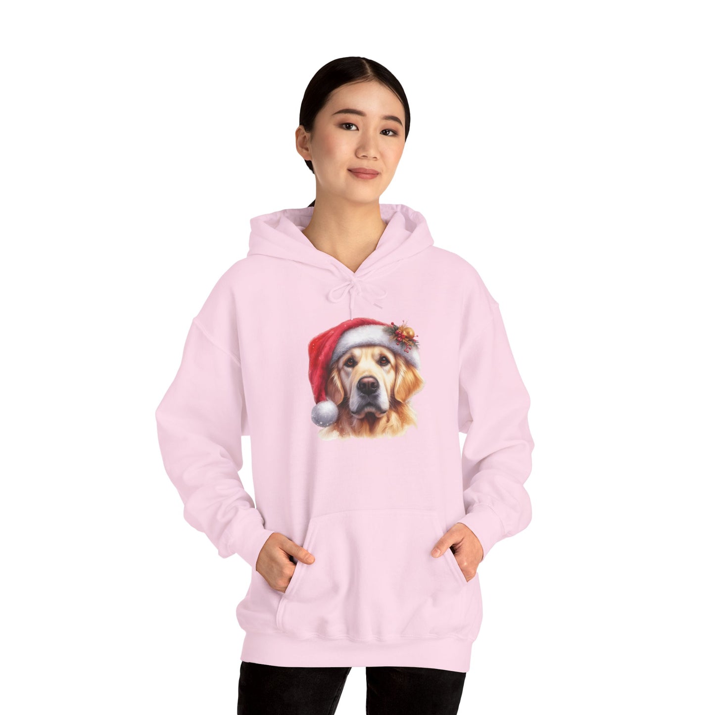 Christmas Golden Retriever Hoodie – Cute Dog in Santa Hat Holiday Sweatshirt
