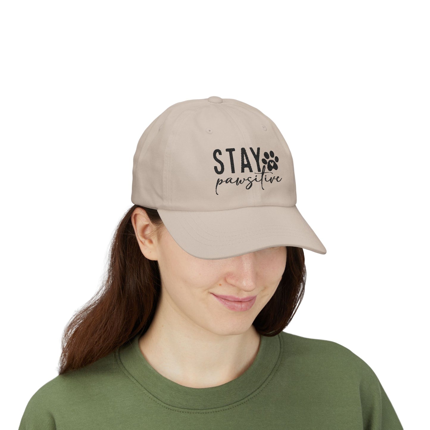 Stay Pawsitive Embroidered Dad Cap - Inspirational Pet Lover Baseball Hat