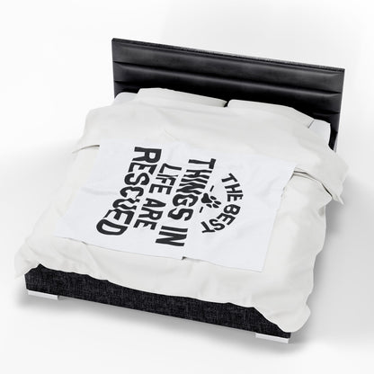 Inspirational Pet Best Rescue - Velveteen Plush Blanket
