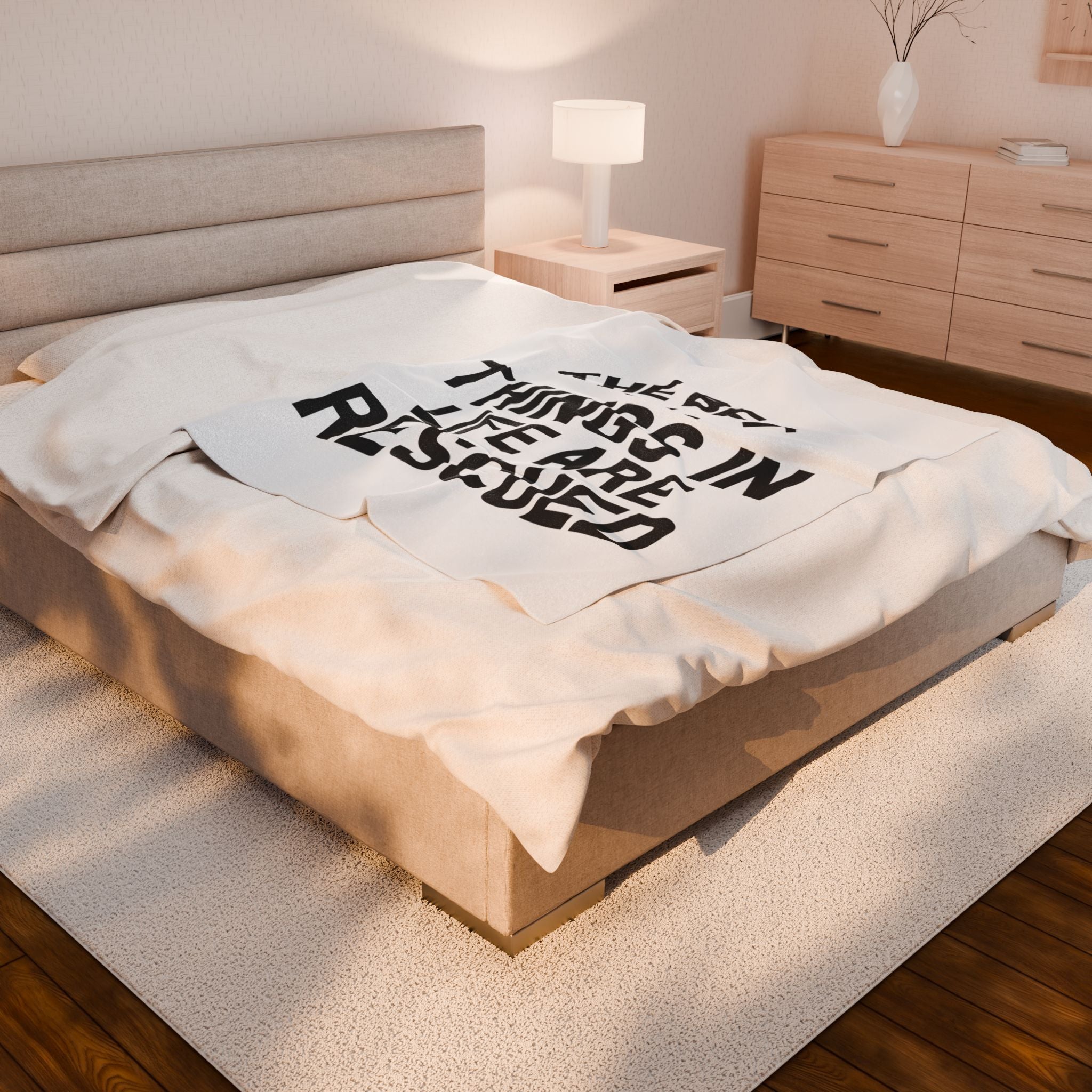 Inspirational Pet Best Rescue - Velveteen Plush Blanket