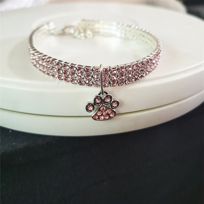 Pet Collar With Diamonds, Mixed-color Cat And Dog Supplies, Cat Claws, Elastic Cat And Dog Necklace Jewelry