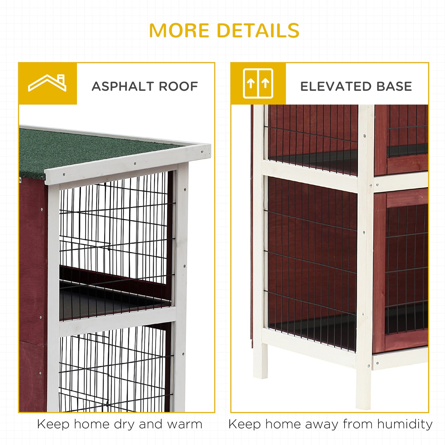 Rabbit Hutch - 2-Story Wooden Outdoor Cage with Run