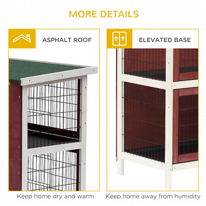 Rabbit Hutch - 2-Story Wooden Outdoor Cage with Run