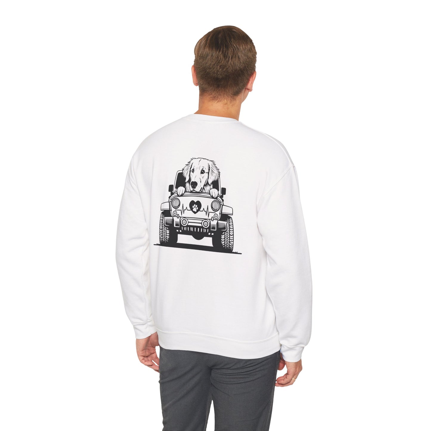 Golden Retriever Jeep Sweatshirt - Dog Lover's Heavy Blend