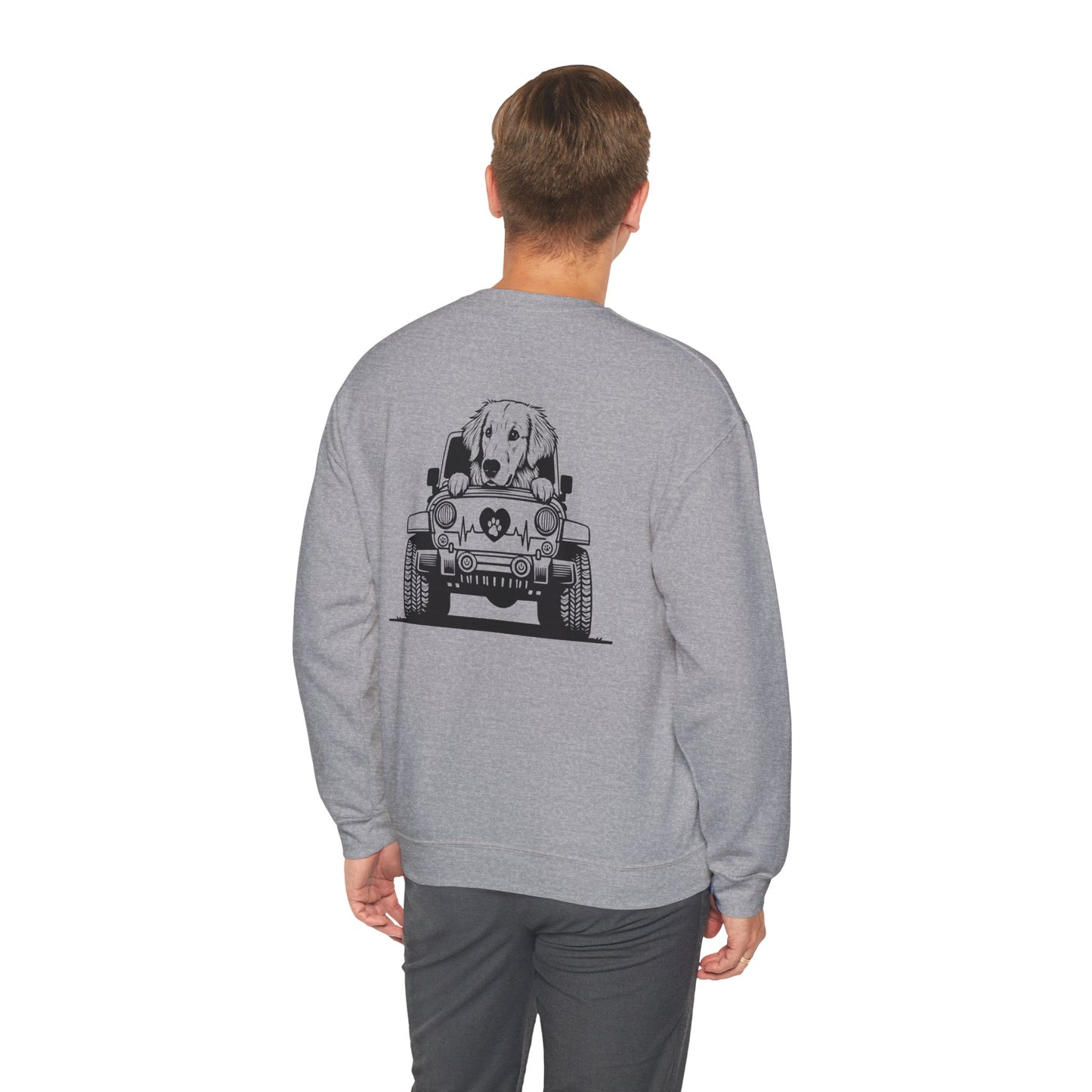 Golden Retriever Jeep Sweatshirt - Dog Lover's Heavy Blend