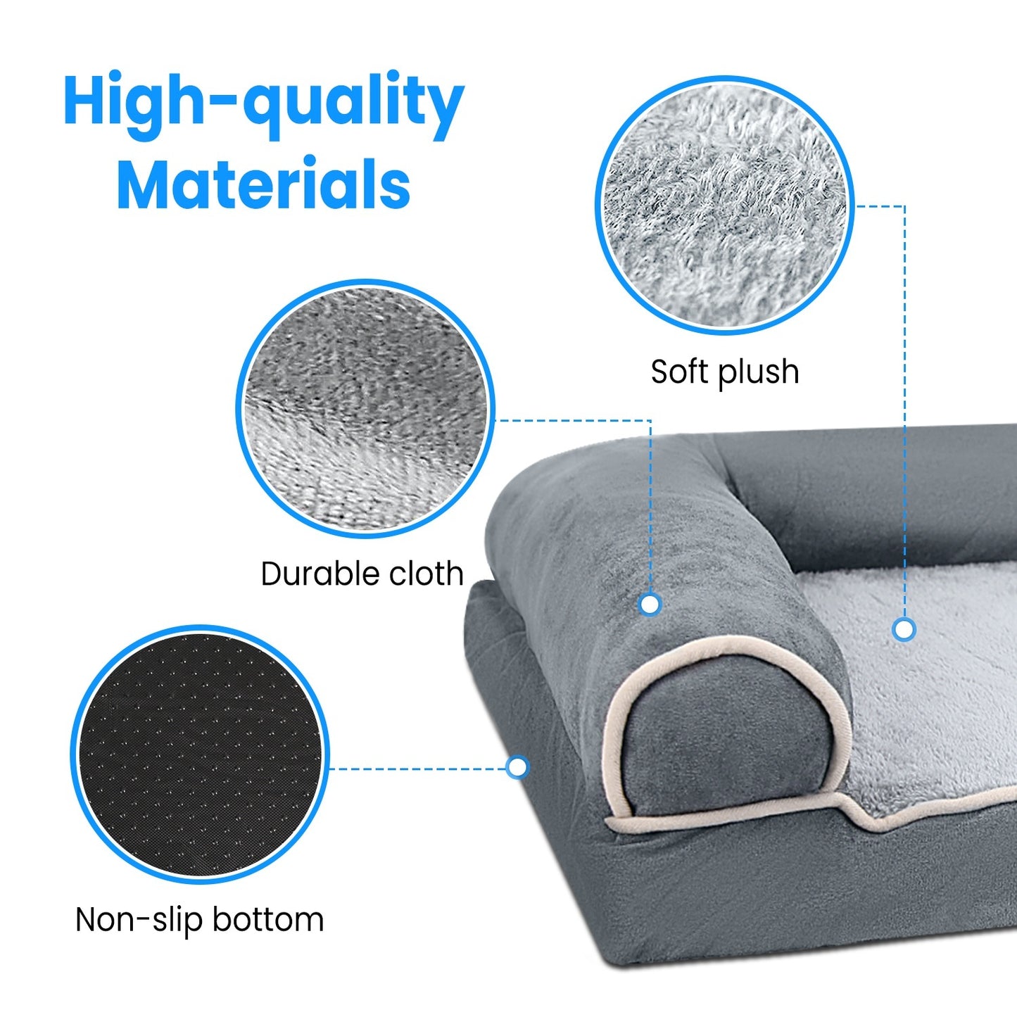 Luxury Dog Bed Sofa - Washable Cover & Egg Crate Memory Foam