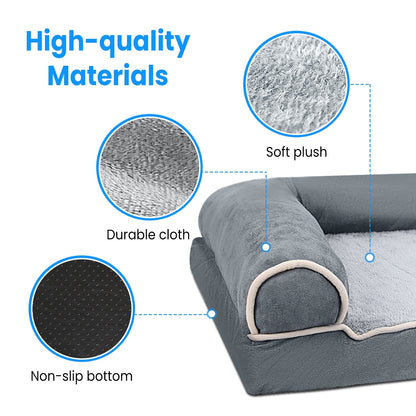 Luxury Dog Bed Sofa - Washable Cover & Egg Crate Memory Foam