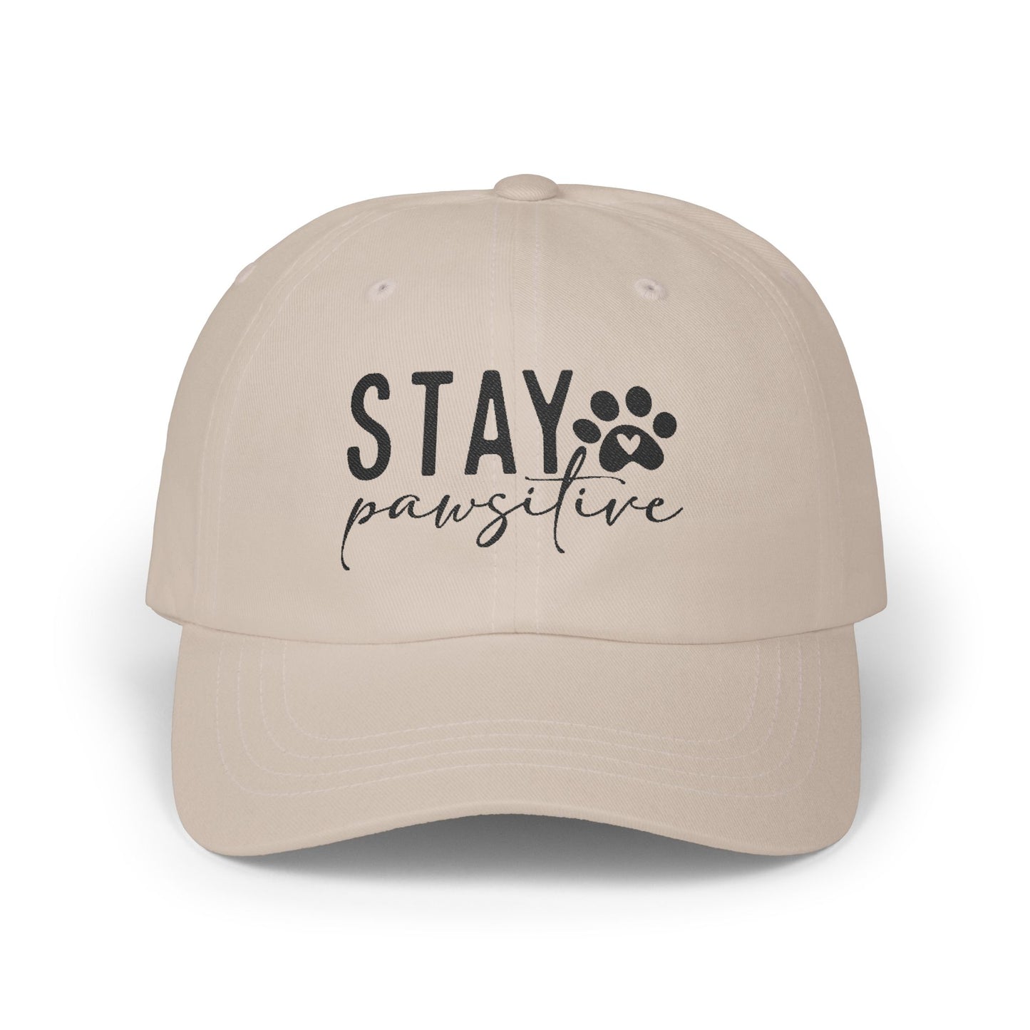 Stay Pawsitive Embroidered Dad Cap - Inspirational Pet Lover Baseball Hat