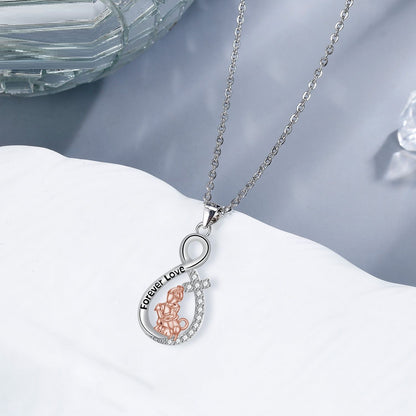 Love Heart Pendant Girl With Dog Necklace