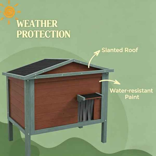 Outdoor Wooden Cat House Insulated - Foam Lined Fir Shelter