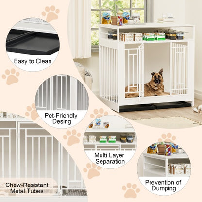 Large 43.3 Inch Wooden Dog Kennel Furniture with Divider
