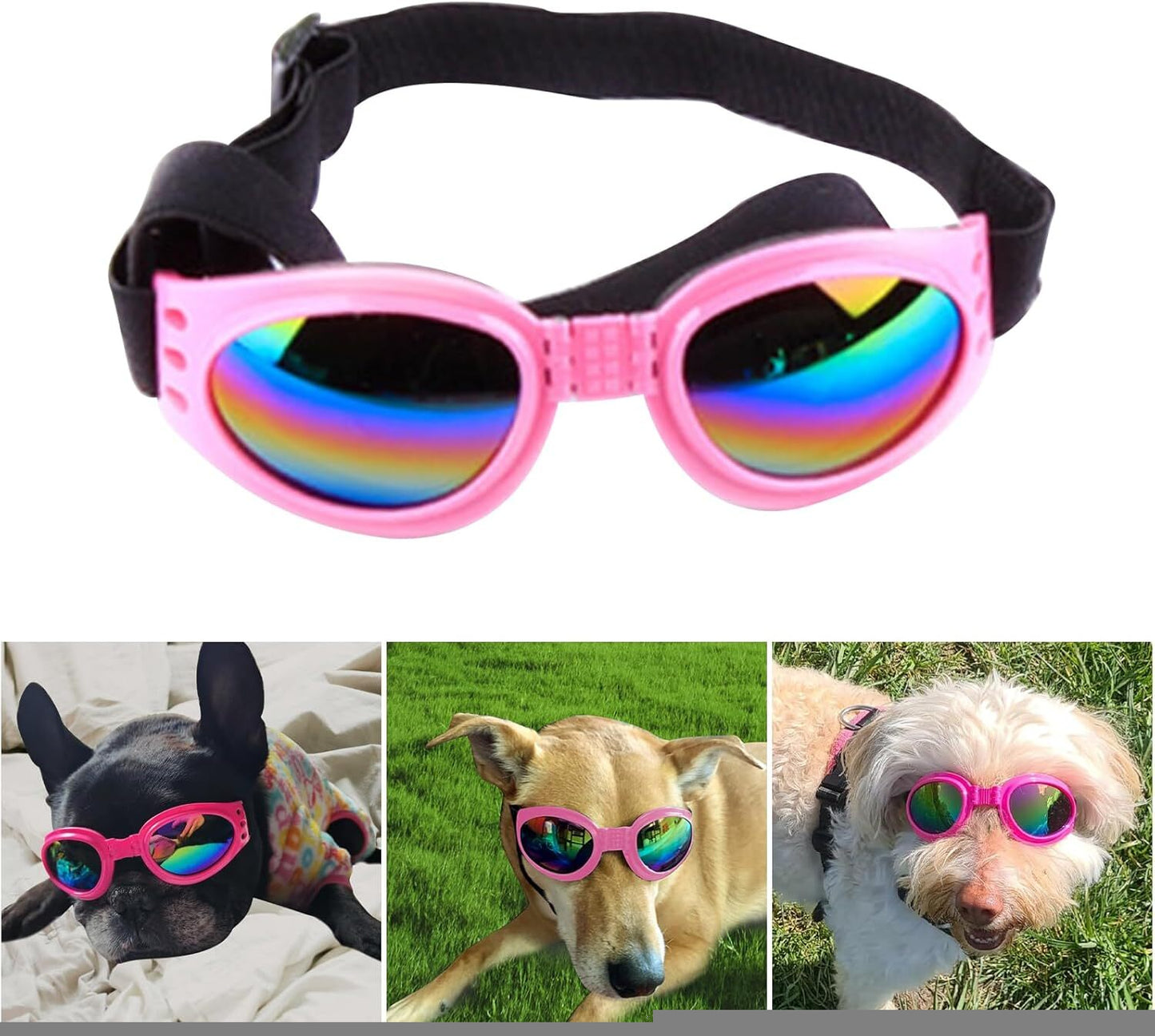 Pet Sunglasses UV Protection - 3 Pack Adjustable Dog Cat