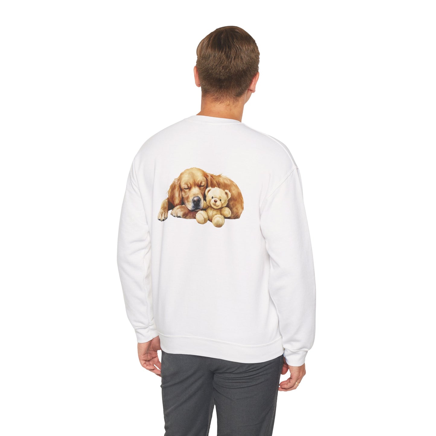 Baby Golden Retriever Crewneck - Nap with Teddy Bear Sweatshirt